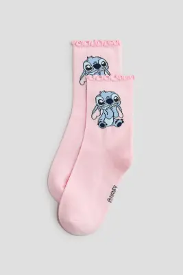 Lot de 5 paires de chaussettes avec motifs - Rose clair/Lilo et Stitch — photo 1