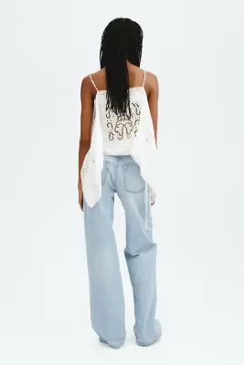 Wide High Waist Jeans - Bleu denim clair — photo 3