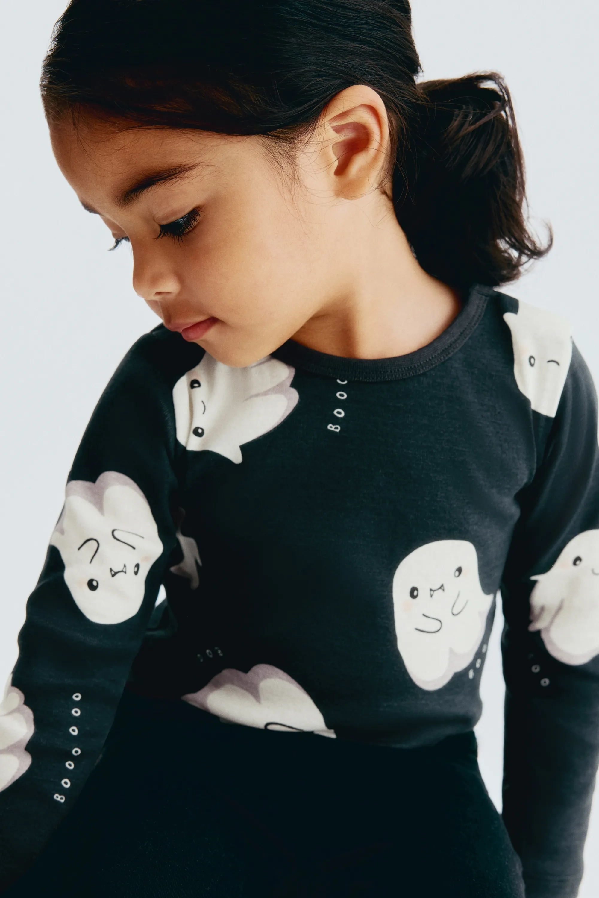 Body imprimé en coton - Gris foncé/fantômes