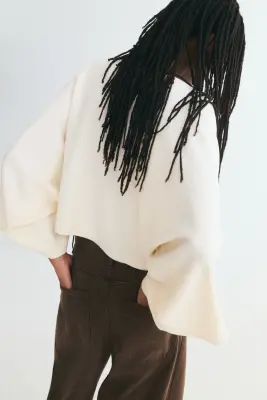 Top cape en maille - Crème — photo 3
