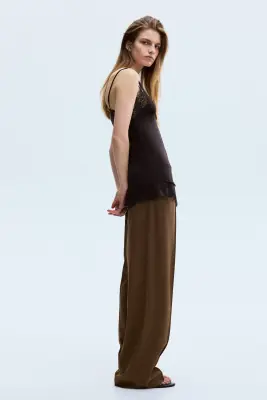 Pantalon avec plis - Vert kaki foncé — photo 2