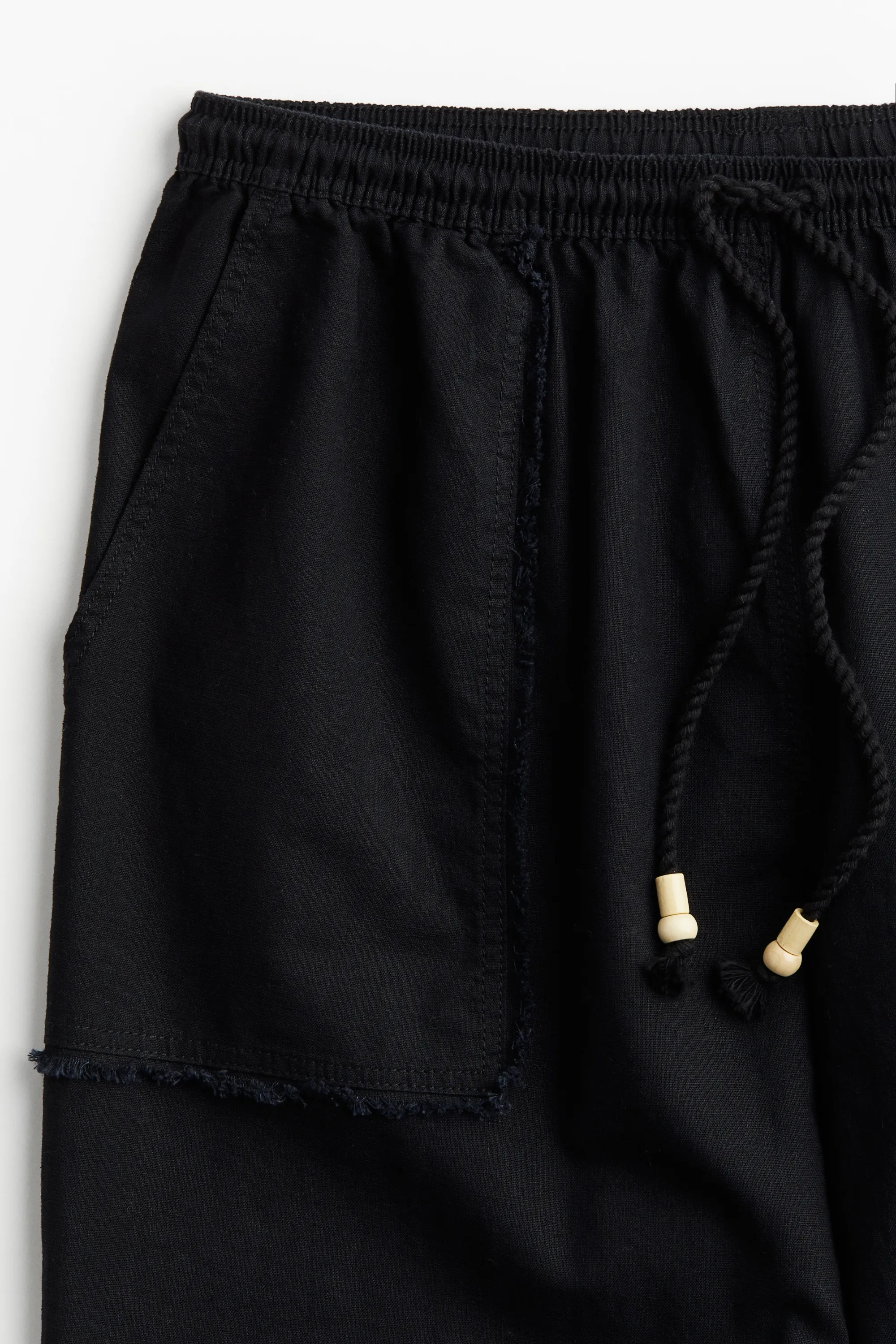 Pantalon large en lin mélangé - Noir