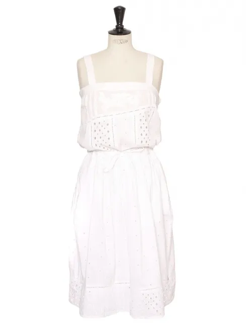 Robe d'été mi-longue en coton blanc broderie anglaise Prix boutique 355€ Taille 38