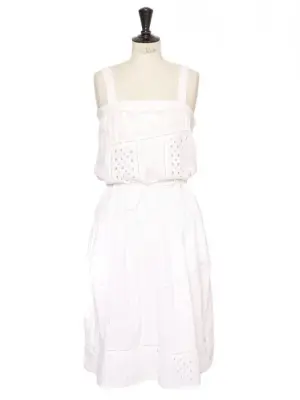 Robe d'été mi-longue en coton blanc broderie anglaise Prix boutique 355€ Taille 38 — photo 1