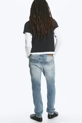 Jean droit ajusté taille mi-haute Orion - Blue Horses - Bleu moyen — photo 3