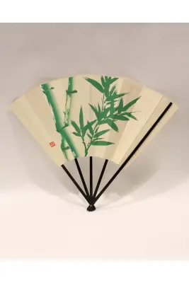 éventail Japonais peint ancien - bambous