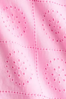 Robe en broderie anglaise avec bretelles à nouer - Rose clair — photo 5