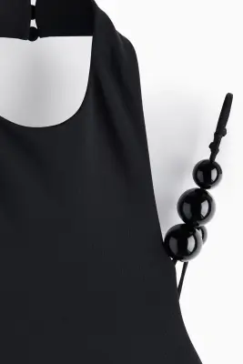 Robe découpée avec perles fantaisie - Noir — photo 4