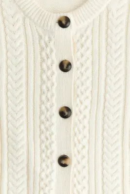Pull sans manches en maille torsadée - Crème — photo 3