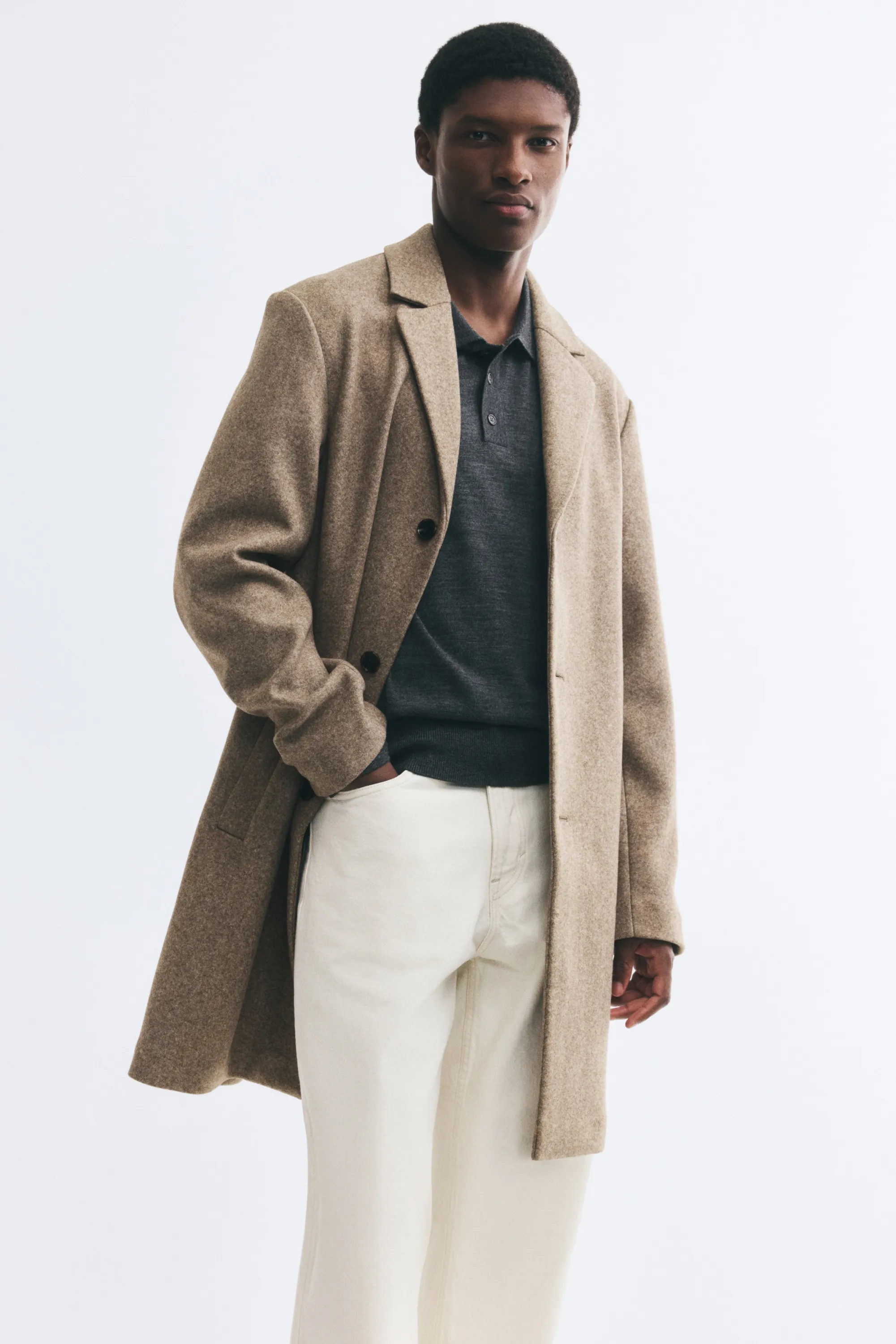 Manteau à fermeture droite - Beige