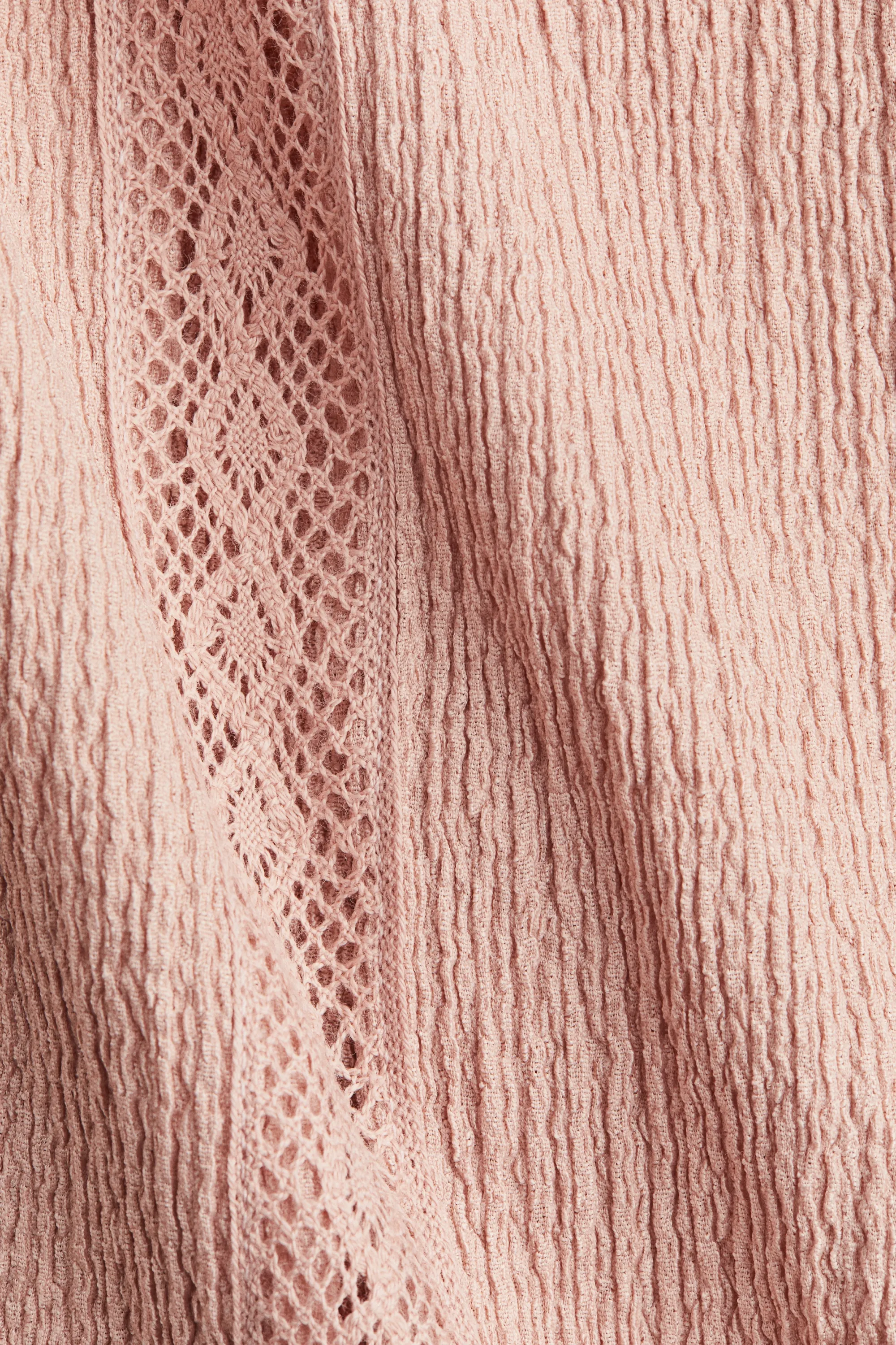 Blouse froissée avec dentelle - Rose pêche