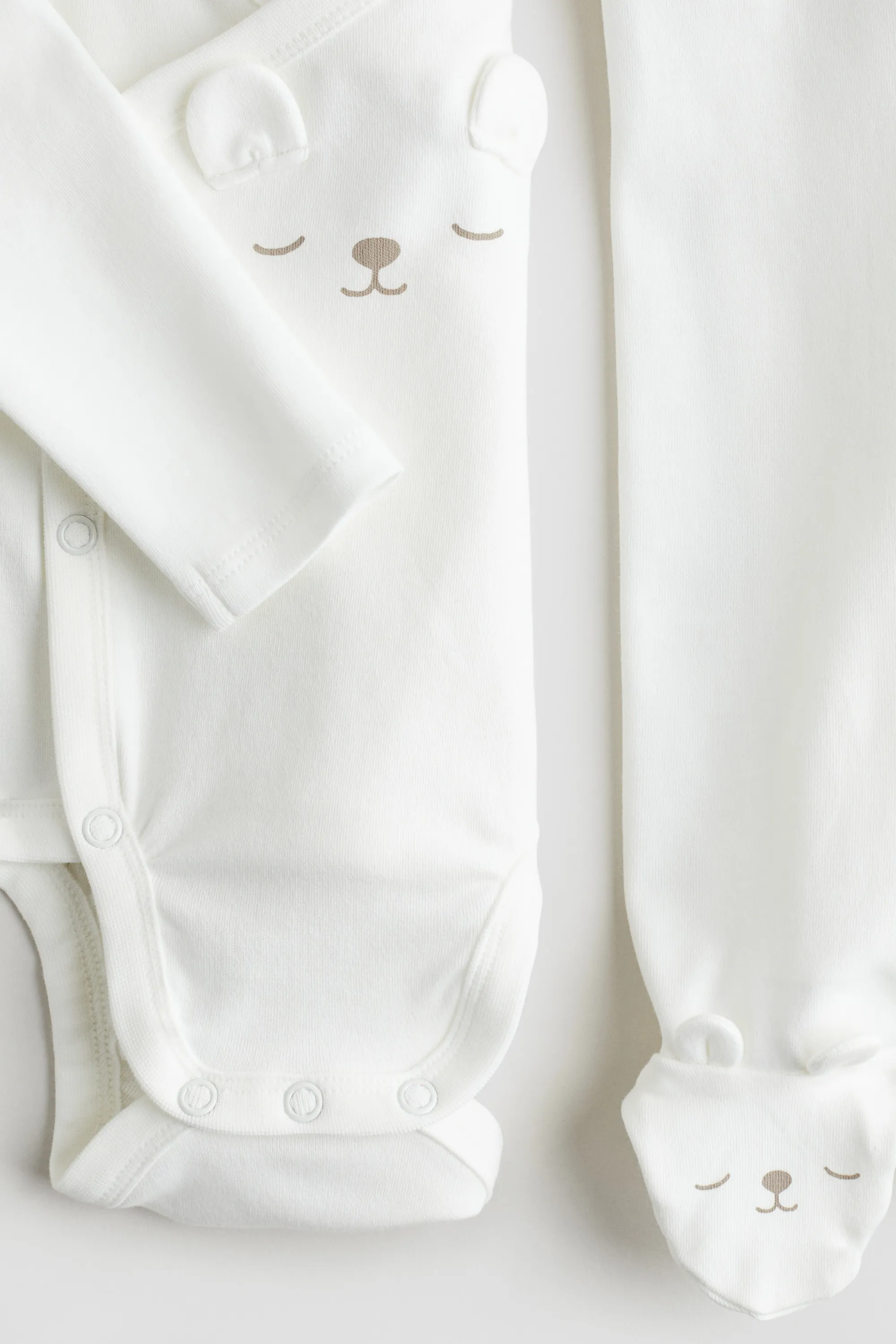 Ensemble 2 pièces en coton - Blanc/nounours
