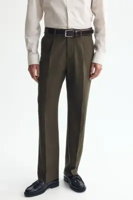 Pantalon chic Regular Fit - Vert kaki foncé — photo 1