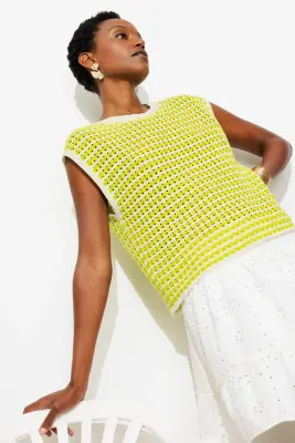 Pull en crochet bicolore Femme — photo 2