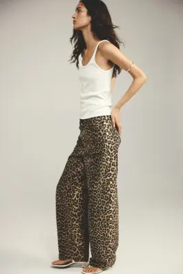 Barrel High Waist Jeans - Beige/imprimé léopard — photo 2