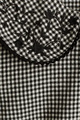 Blouse en coton avec détails brodés - Noir/motif pied-de-poule — photo 4