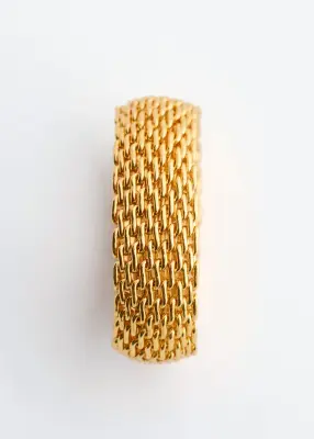 Bague à motif en mesh - Doré — photo 1