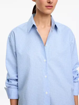 Chemise décontractée en popeline - Bleu/Carreaux — photo 3