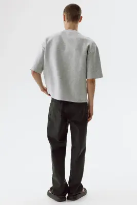 T-shirt Oversized Fit en scuba - Gris clair chiné — photo 3