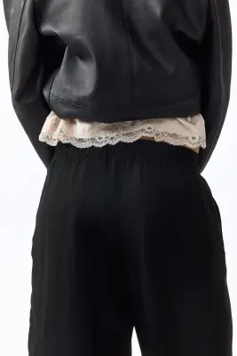 Pantalon en lin mélangé - Noir — photo 2