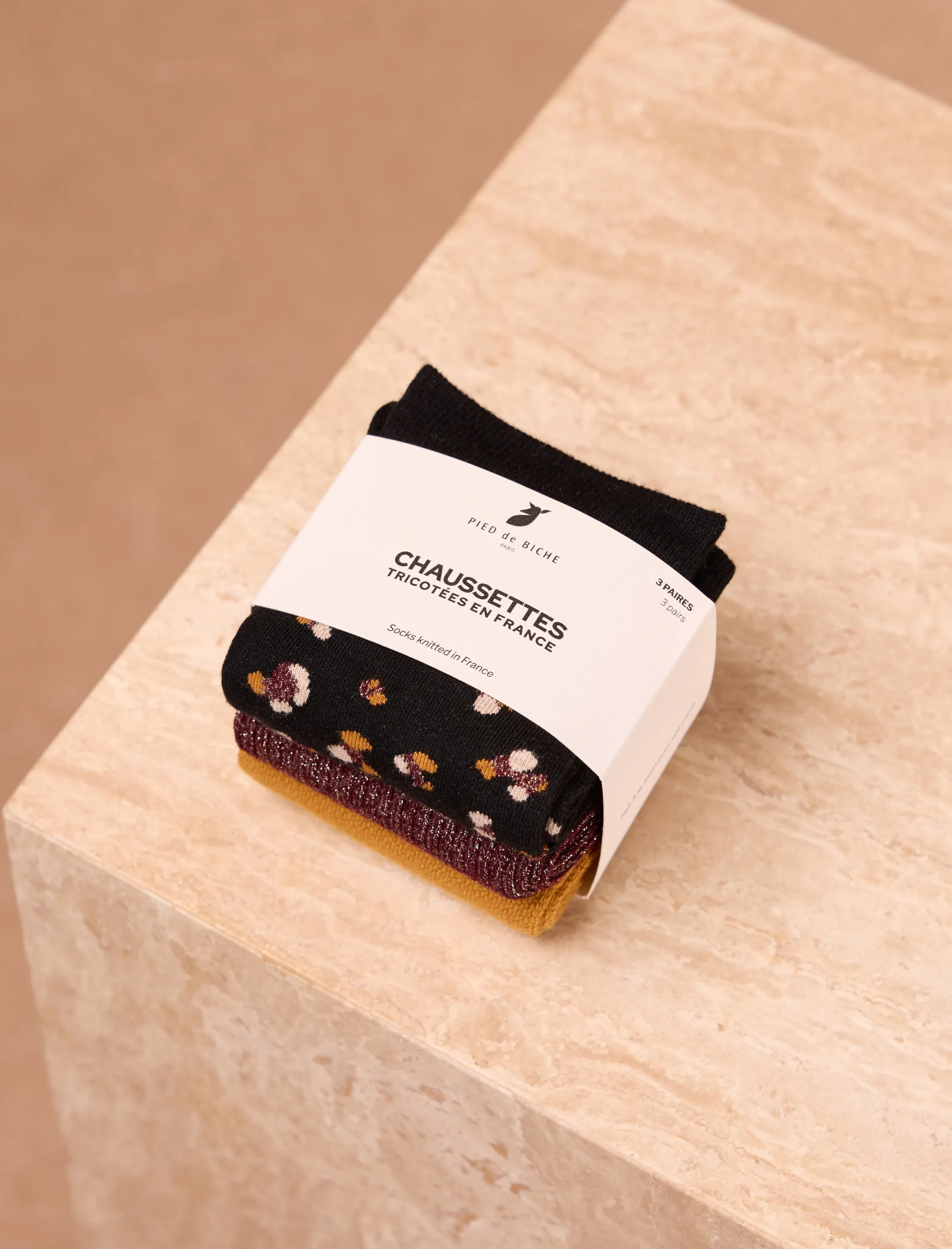 Pack chaussettes nostalgie - Léopard, bordeaux & moutarde
