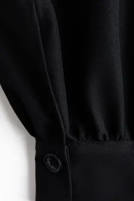 Pantalon plissé à jambes ballon - Noir — photo 4