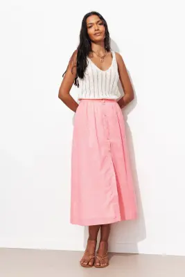Jupe midi rayée Femme — photo 2