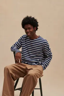 Marinière Homme Marine Blanc — photo 1