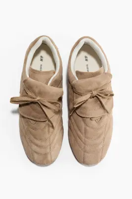 Sneakers en cuir velours - Beige — photo 5