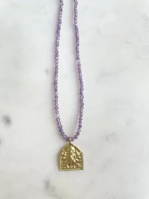 Nouveau ! ROOM SERVICE JEWELRY Collier Amulette Tapa Amethyste
