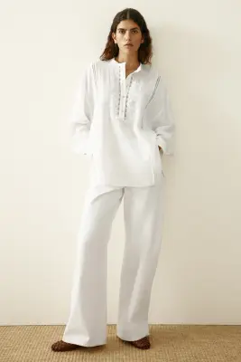 Blouse avec dentelle - Blanc — photo 2