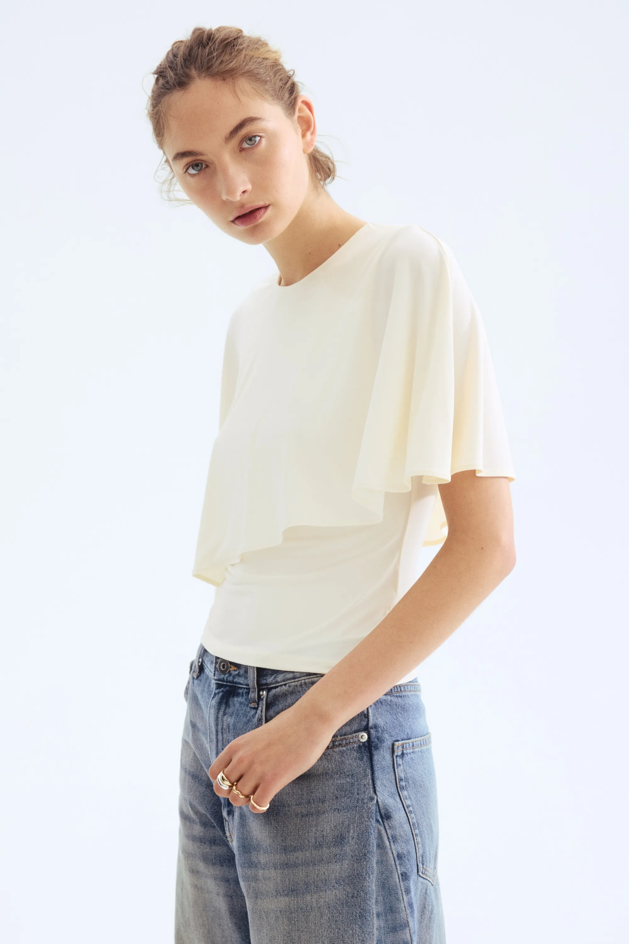 Top avec détail façon cape - Orange pâle