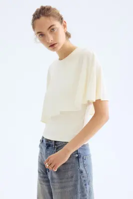 Top avec détail façon cape - Orange pâle — photo 1