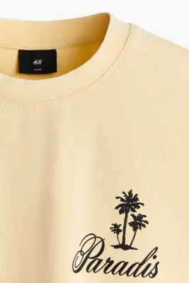 T-shirt imprimé Relaxed Fit en coton - Jaune clair/Paradis — photo 5