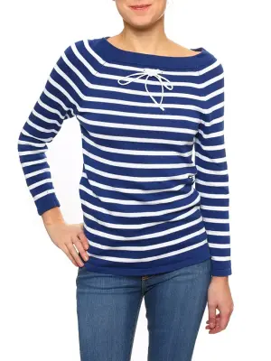 Pull marinière col bateau en coton bleu et blanc Prix boutique 135€ Taille 36 — photo 2