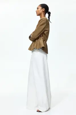 Veste péplum sans col - Beige foncé — photo 2