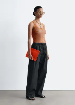 Pantalon à cordon de serrage en sergé de coton - Noir — photo 3