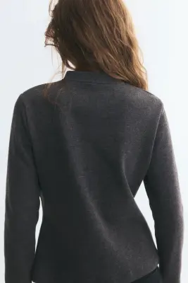 Gilet à boutons noués - Gris foncé chiné — photo 2