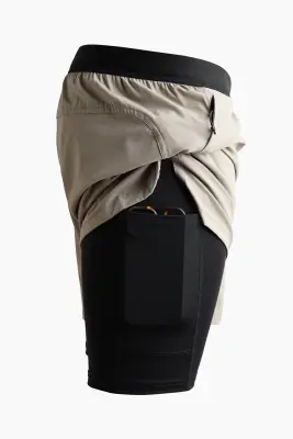 Short de sport superposé DryMove™ - Beige/noir — photo 4