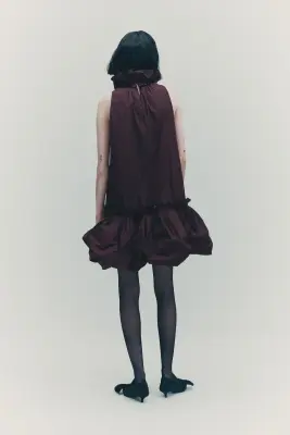 Robe à col volanté - Bordeaux — photo 4