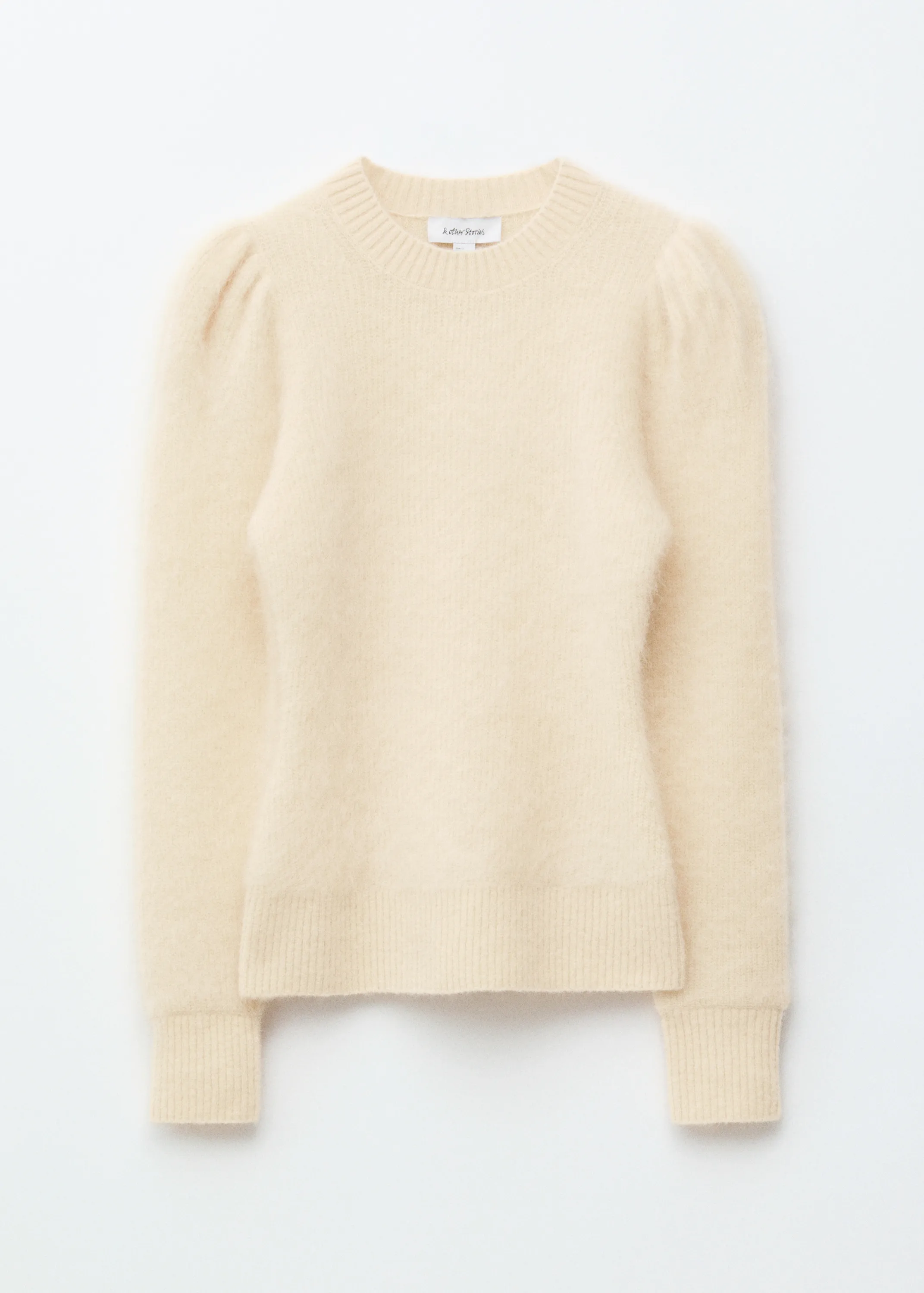 Pull à manches bouffantes en mohair mélangé - Blanc