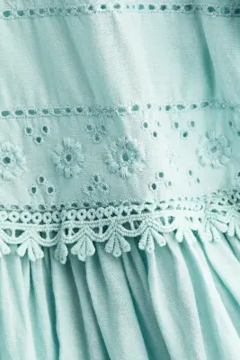 MAMA Robe d'allaitement en coton avec dentelle - Turquoise clair — photo 4