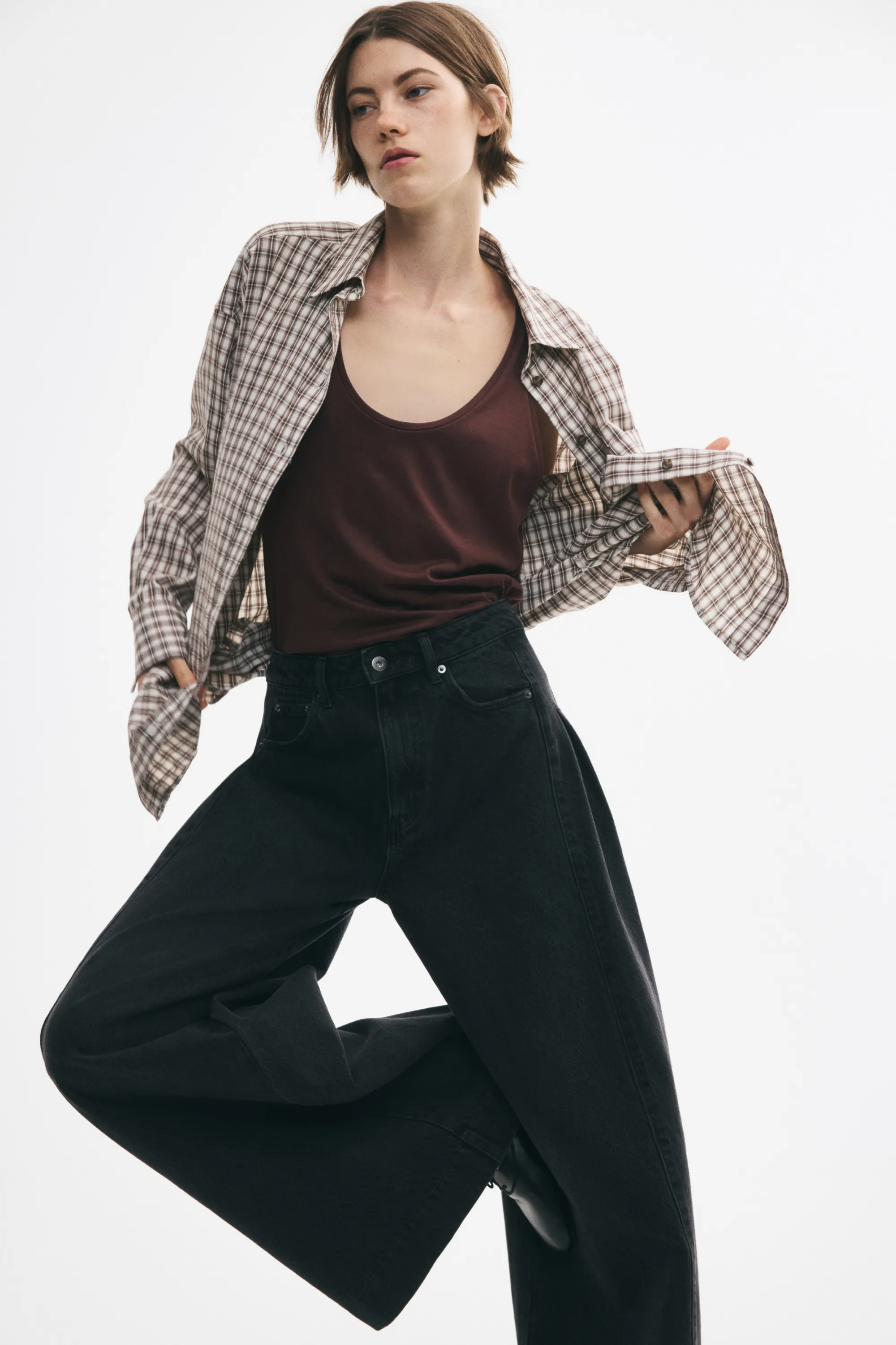 Super Wide Regular Waist Jeans - Gris denim foncé