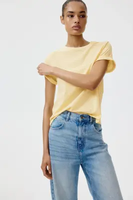 T-shirt en lin mélangé - Jaune clair — photo 3