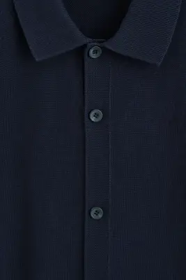CHEMISE EN MAILLE DE COTON - BLEU MARINE — photo 5