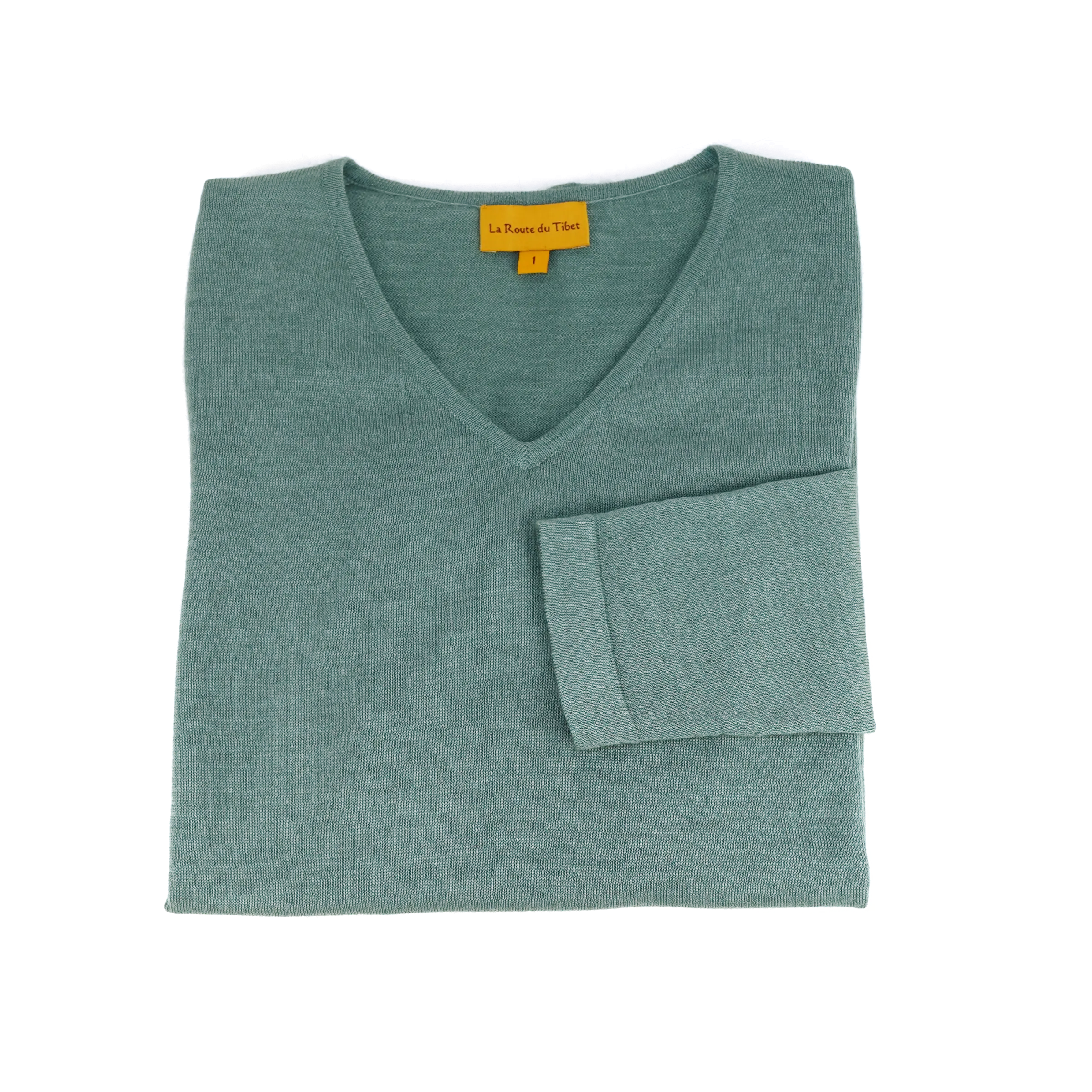 Pull léger en pashmina et soie - vert amande