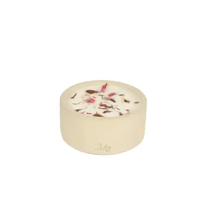 Bougie fleurie et pot en grès, parfum Dimanche Gourmand — photo 3