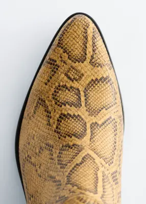 Chelsea boots en cuir à bouts pointus - Beige/Façon serpent — photo 4